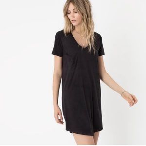 NWT Z Supply Women’s V-Neck Pocket T-Shirt Faux Suede Dress